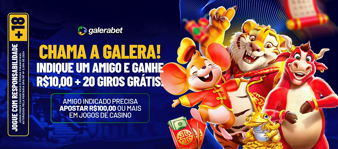 Indique um amigo na Galera.bet e ganhe R$10 e 20 Giros Grátis