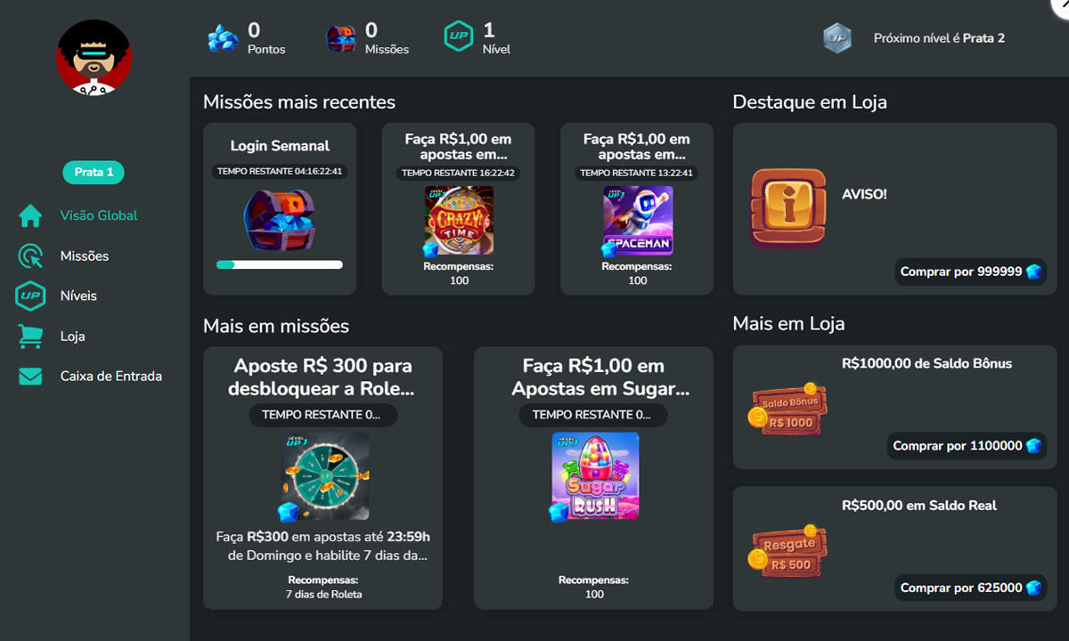 Programa VIP Level Up da UpBet gamificação e recompensas